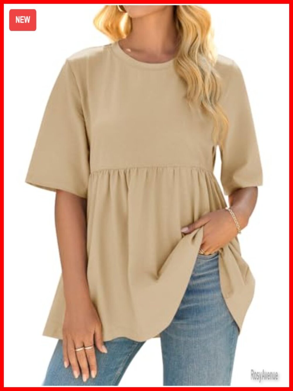 Womens Babydoll Peplum Tunic Top Plus Size Flowy Short Sleeve Crew Neck